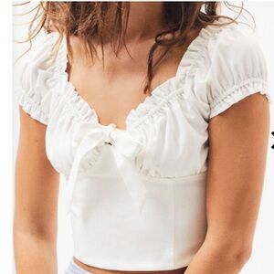 Pacsun White Puff Sleeve Crop Top